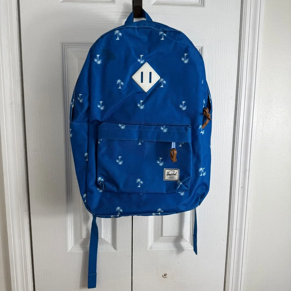 Herschel Heritage Backpack OS Blue Palm Tree Print Tropical Coastal Summer